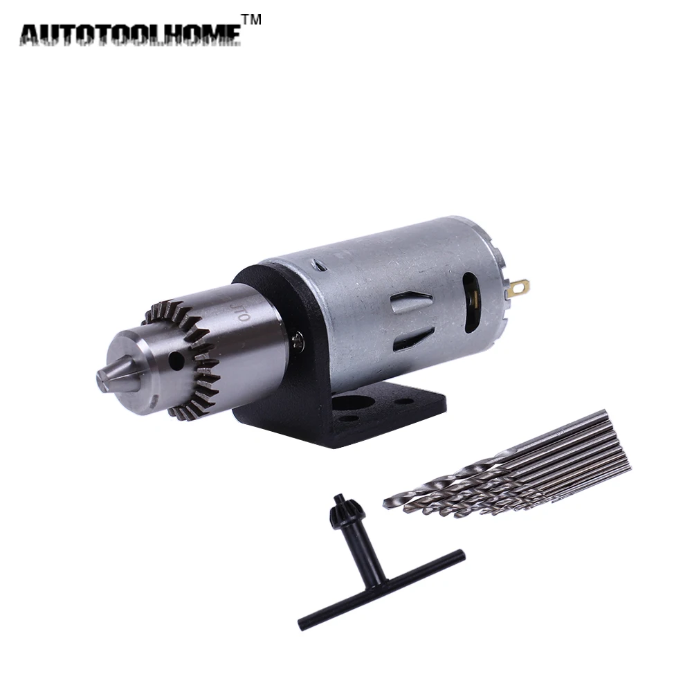 AUTOTOOLHOME Mini DC 12V Electric Motor for Wood PCB Hand Drill Press Drilling 0.5-3mm Twist Bits and JTO Chucks Bracket Stand
AUTOTOOLHOME Mini DC 12V Electric Motor for Wood PCB Hand Drill Press Drilling 0.5-3mm Twist Bits and JTO Chucks Bracket Stand