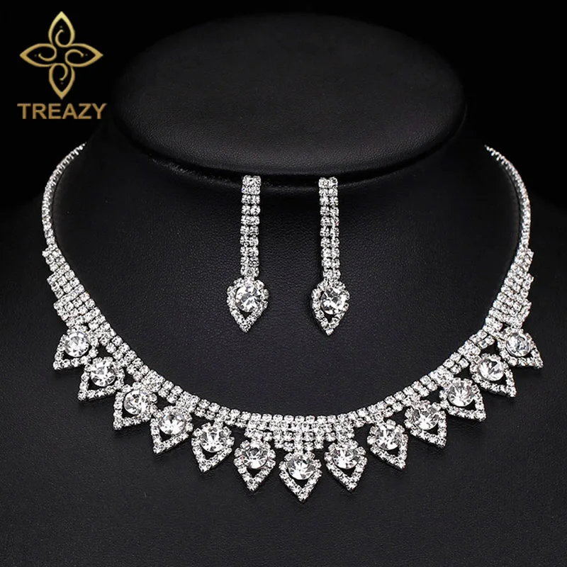 TREAZY Silver Color Rhinestone Crystal Bridal Jewelry Sets Leaves Choker Necklace Earrings Wedding Jewelry Sets Bijoux Femme
TREAZY Silver Color Rhinestone Crystal Bridal Jewelry Sets Leaves Choker Necklace Earrings Wedding Jewelry Sets Bijoux Femme