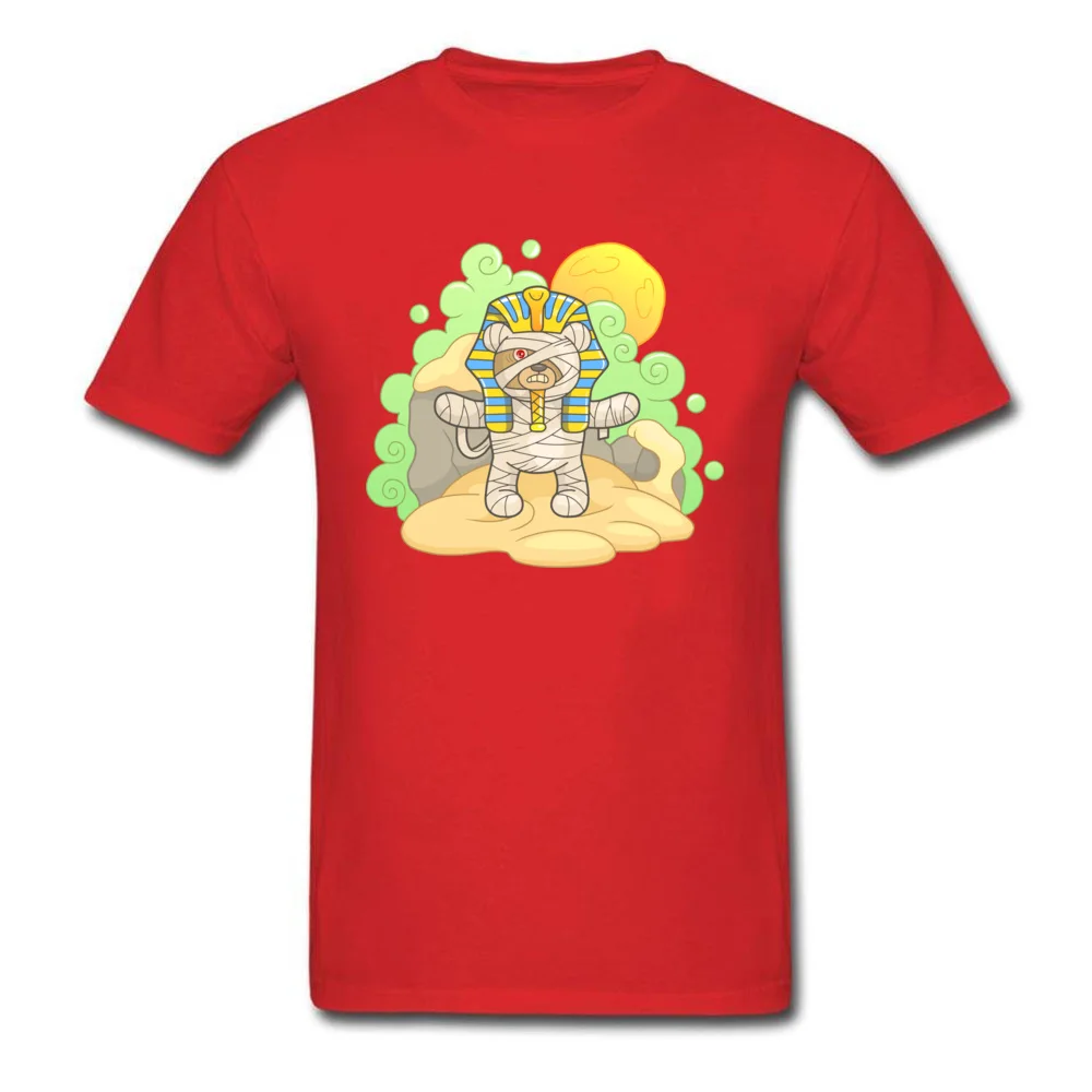 Mummy teddy bear Normal Summer Fall 100% Cotton O-Neck Men Tops Shirt Funny Tops Tees Graphic Short Sleeve Tshirts Mummy teddy bear red