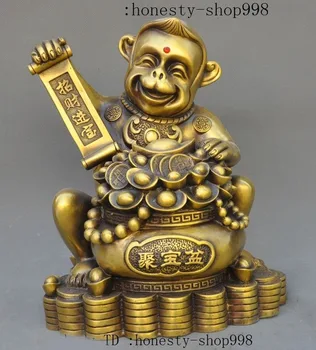 Christmas 10"Lucky Chinese brass Wealth Money treasure bowl zodiac Animal monkey sculpture Halloween
Christmas 10"Lucky Chinese brass Wealth Money treasure bowl zodiac Animal monkey sculpture Halloween