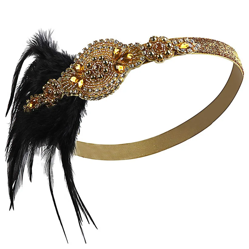 1920s Gatsby Flapper Feather Headband 20s Accessories Crystal Beaded Wedding Headpiece
1920s Gatsby Flapper Feather Headband 20s Accessories Crystal Beaded Wedding Headpiece