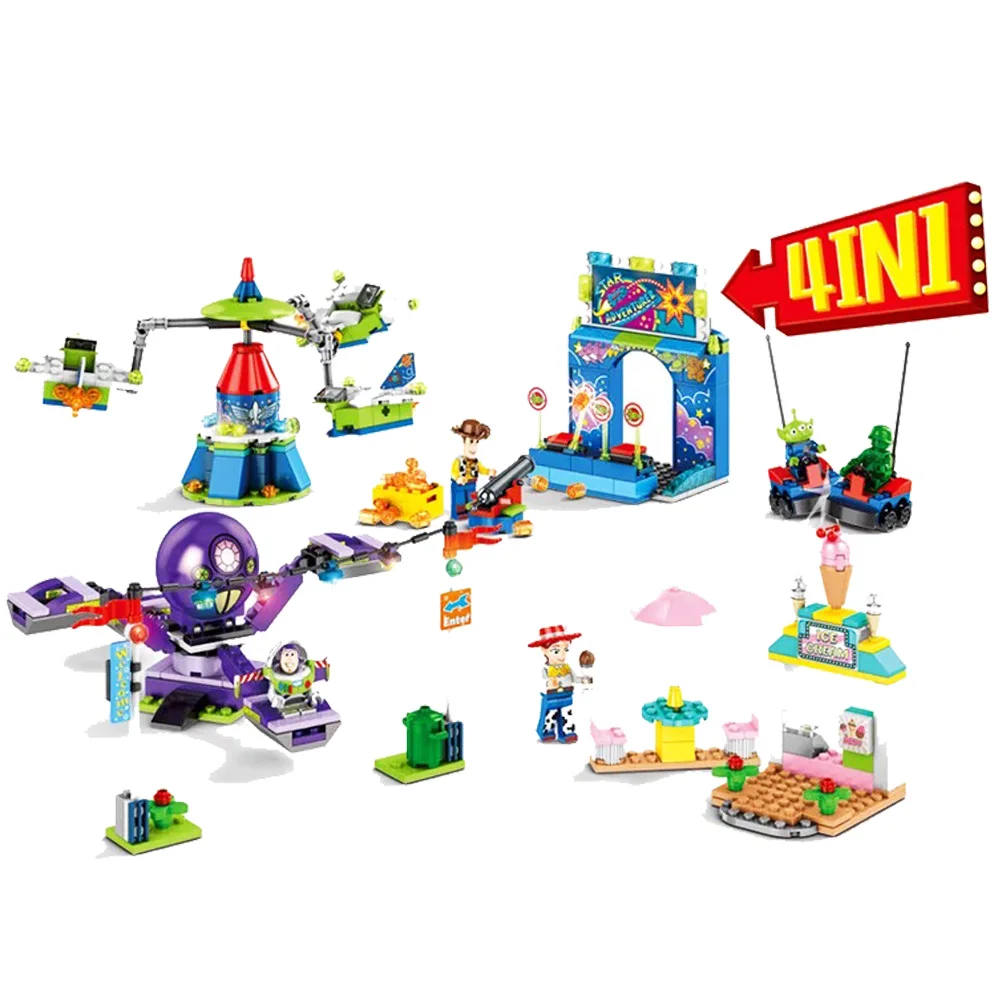 2019 Cartoon Movie Toys Story 4 Buzz Lightyear Woody Amusement Park Building Block Alien Jessie Fighter Toys for Kids Gift
2019 Cartoon Movie Toys Story 4 Buzz Lightyear Woody Amusement Park Building Block Alien Jessie Fighter Toys for Kids Gift