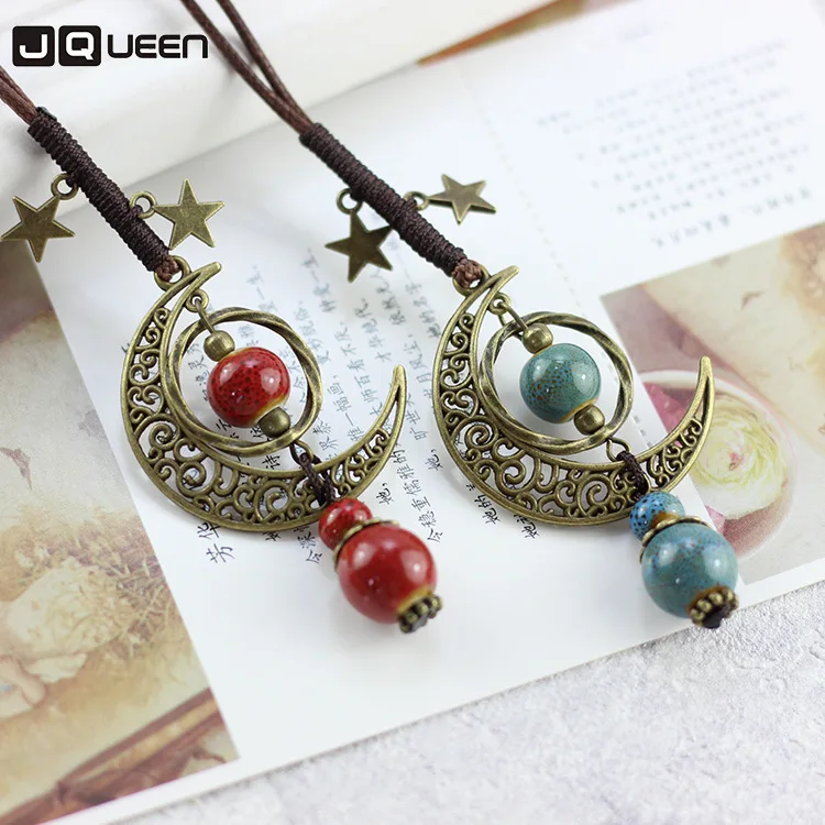 Retro Fashion Ethnic Style Star Moon Pendant Long Necklace Sweater Chain Ceramic Jewelry Necklace Pendant Female Accessories
Retro Fashion Ethnic Style Star Moon Pendant Long Necklace Sweater Chain Ceramic Jewelry Necklace Pendant Female Accessories