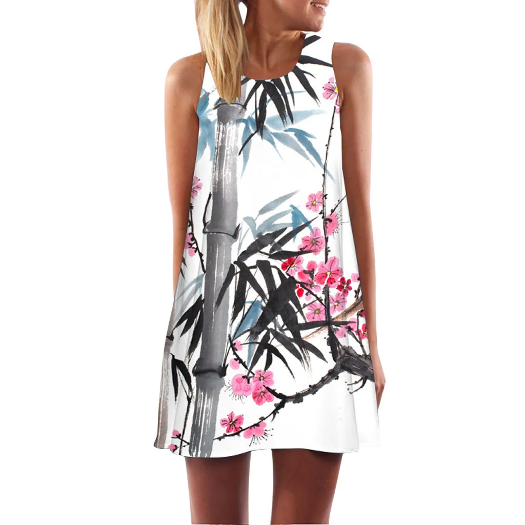 2019 Summer Women Beach Dress Vintage Polyester Bamboo Prints with Chinese style Sleeveless O-Neck Short Mini Tank Dress L703
2019 Summer Women Beach Dress Vintage Polyester Bamboo Prints with Chinese style Sleeveless O-Neck Short Mini Tank Dress L703