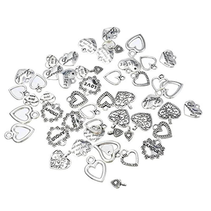 30pcs Mixed Style Heart Pendants Charms Jewelry Making Findings For DIY Craft Accessories Silver Color Love Heart Charms Bedels
30pcs Mixed Style Heart Pendants Charms Jewelry Making Findings For DIY Craft Accessories Silver Color Love Heart Charms Bedels