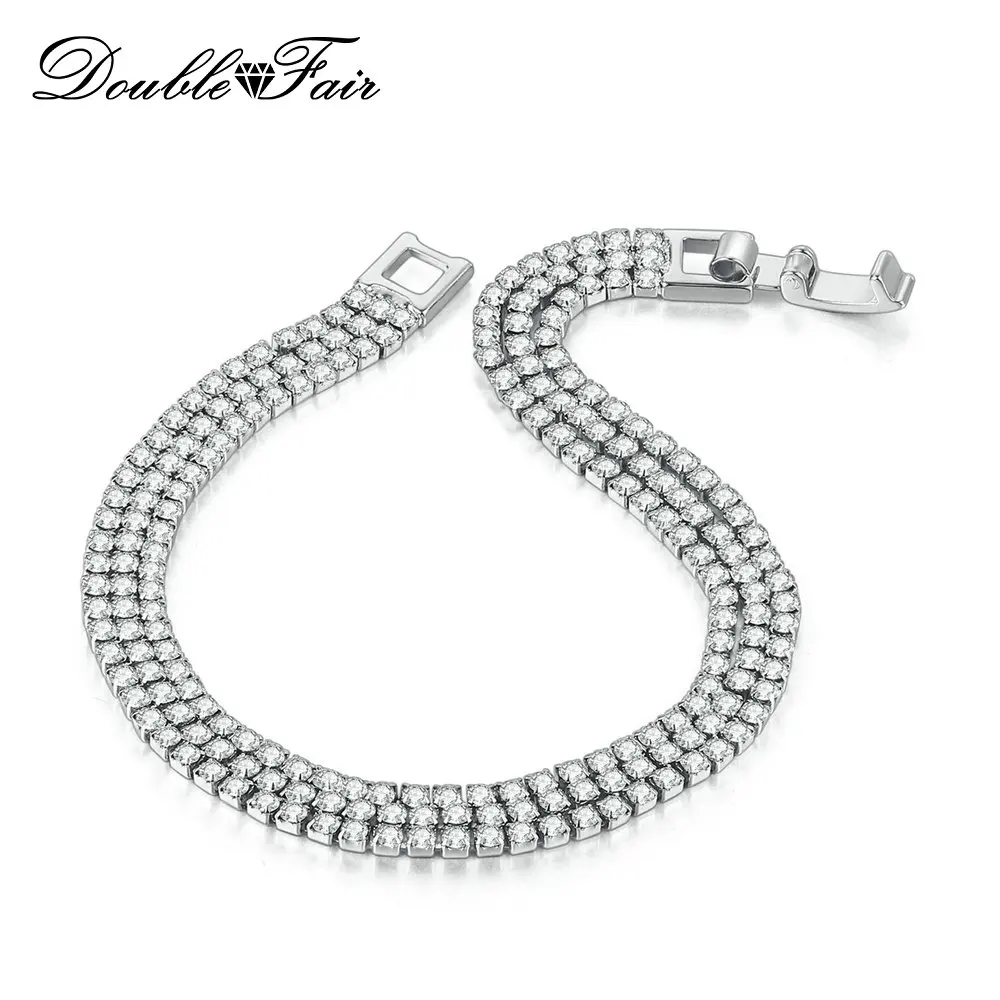 Double Fair OL Style 3 layer Sparkling Zircon Bracelet & Bangle For Women Silver / Rose Gold Color Women's Chain Jewelry KC116M
Double Fair OL Style 3 layer Sparkling Zircon Bracelet & Bangle For Women Silver / Rose Gold Color Women's Chain Jewelry KC116M