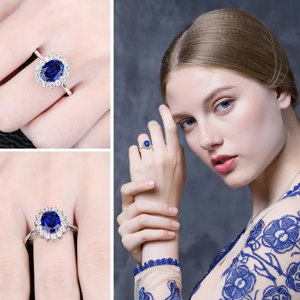 JewelryPalace создан синий сапфир драгоценный камень кольцо принцессы корона Halo