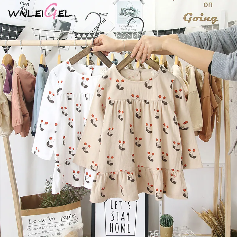 WLG 2019 spring girls cherry printed dresses baby girl white beige ruffle o-neck long sleeve princess dress children 2-6 years
WLG 2019 spring girls cherry printed dresses baby girl white beige ruffle o-neck long sleeve princess dress children 2-6 years