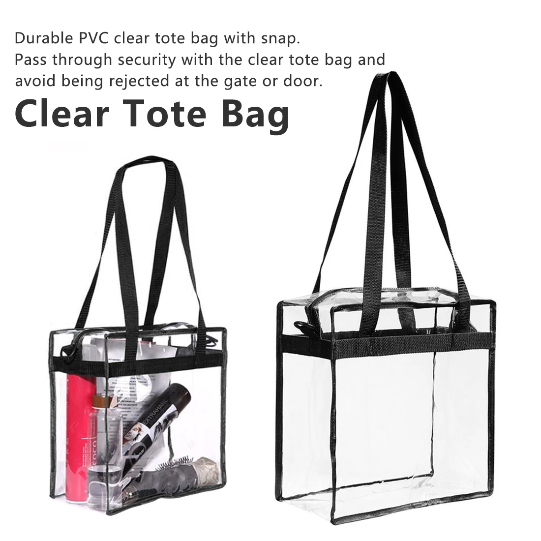 PVC Transparent Shopping Bag Clear Storage Bags Tote Bag Shoulder Handbag Stadium Approved Environmentally Storage Bags
PVC Transparent Shopping Bag Clear Storage Bags Tote Bag Shoulder Handbag Stadium Approved Environmentally Storage Bags