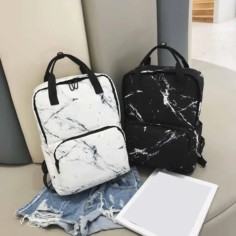 Women Nylon Backpack for Teenagers Girls Ladies Bags Marbling Backpack Female Computer High Quality Rucksack Schoolbag Feminina 17