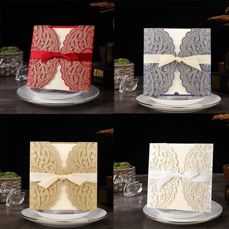 1pcs Sample 4 Color Laser Cut Wedding Invitations Card lace Elegant Greeting Card WIth Ribbon Envelopes Wedding Party Decoration
1pcs Sample 4 Color Laser Cut Wedding Invitations Card lace Elegant Greeting Card WIth Ribbon Envelopes Wedding Party Decoration