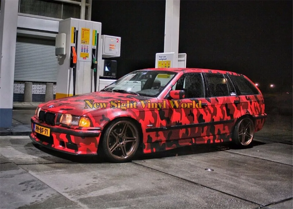 Image Jumbo Elite Black Red Camouflage Vinyl Wrap Film Red Camo Car Wrap Vinyl Bubble Free For Car Wraps Size1.50*30m Roll