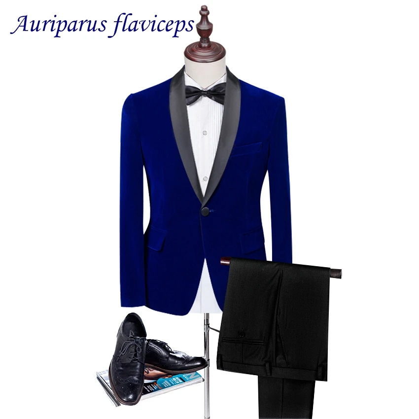 2018 New 2 pieces Blue Velvet Man Suits Pattern Prom Tuxedos Suit Tailored Wedding Suits With Shawl Lapel (Jacket+Black pant)
2018 New 2 pieces Blue Velvet Man Suits Pattern Prom Tuxedos Suit Tailored Wedding Suits With Shawl Lapel (Jacket+Black pant)