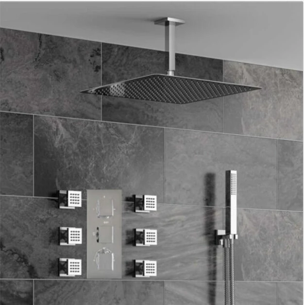 12" concealed thermostatic shower set with handheld and brass body jets 6pcs 009
12" concealed thermostatic shower set with handheld and brass body jets 6pcs 009