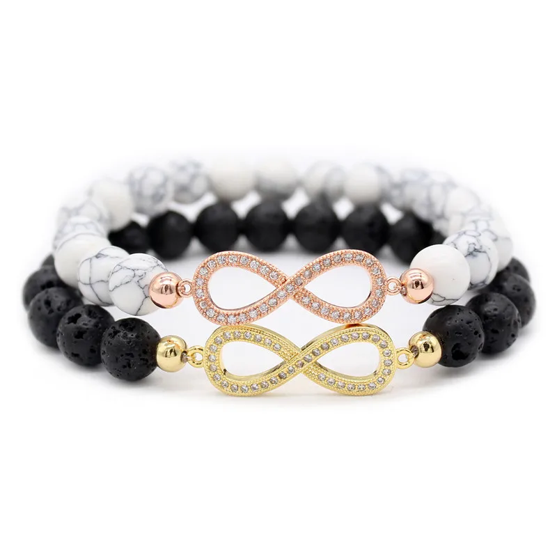 Poshfeel CZ Infinity Bracelets & Bangles 8mm Natural Black White Stone Beaded Bracelet Couple Gift Pulsera MBR180296
Poshfeel CZ Infinity Bracelets & Bangles 8mm Natural Black White Stone Beaded Bracelet Couple Gift Pulsera MBR180296