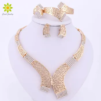 New African Beads Jewelry Sets Wedding Gold Crystal Party Women Fashion Bridal Necklace Ring Bracelet Earrings Set Accessories
New African Beads Jewelry Sets Wedding Gold Crystal Party Women Fashion Bridal Necklace Ring Bracelet Earrings Set Accessories