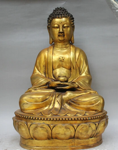 bir 006374 21" Tibet Buddhism Bronze Gilt Seat Hold Bowl Shakyamuni Amitabha Buddha Statue 
bir 006374 21" Tibet Buddhism Bronze Gilt Seat Hold Bowl Shakyamuni Amitabha Buddha Statue