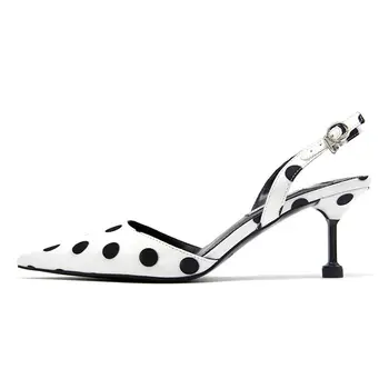 2019 summer women's sandals black white polka dot pointed stiletto hollow high heel cat heel satin gladiator sandals
2019 summer women's sandals black white polka dot pointed stiletto hollow high heel cat heel satin gladiator sandals