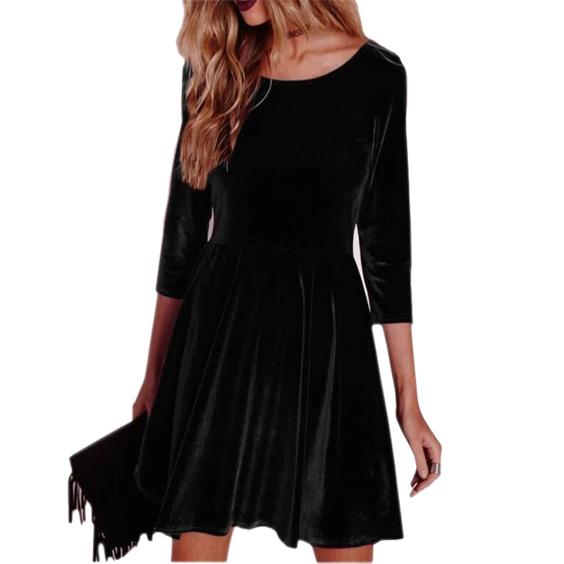 New Women Velvet Dress Warm Autumn Winter Dress Solid Long Sleeve Casual Mini Dresses A-Line Velour Party Robe Mujer LX138
New Women Velvet Dress Warm Autumn Winter Dress Solid Long Sleeve Casual Mini Dresses A-Line Velour Party Robe Mujer LX138