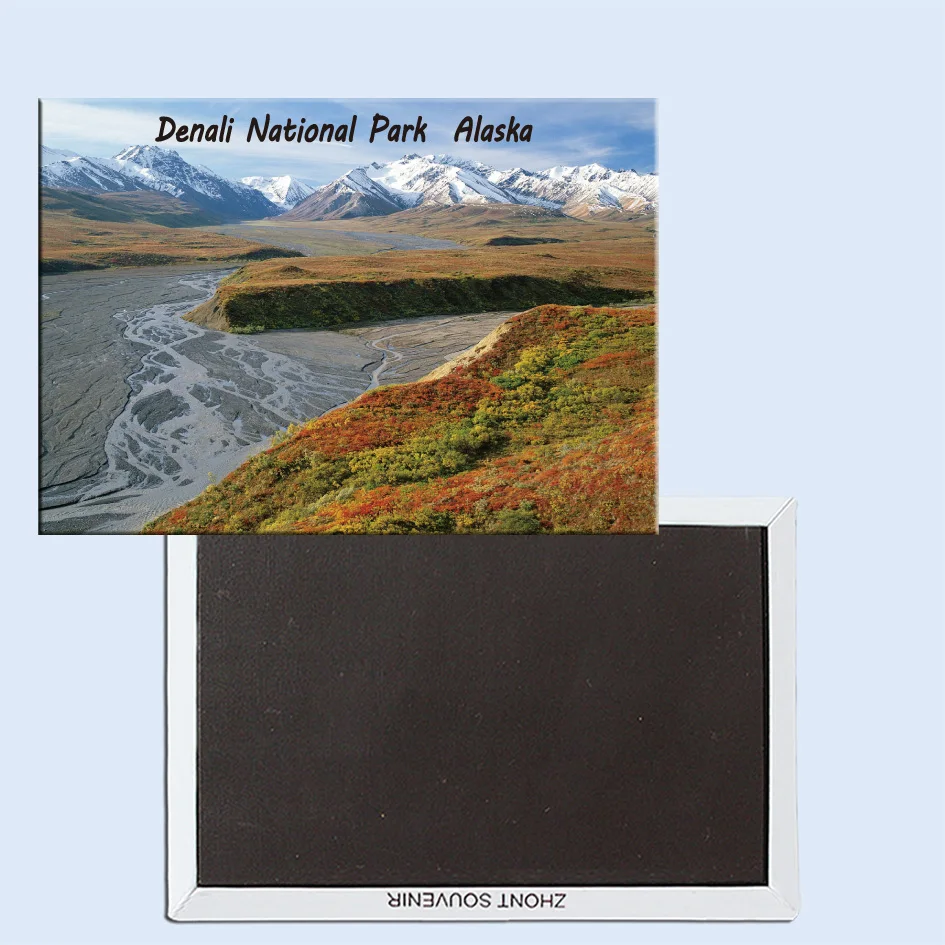 

East Fork River, Denali National Park, Alaska, Magnetic refrigerator stickers, tourist souvenirs, small gifts 24743