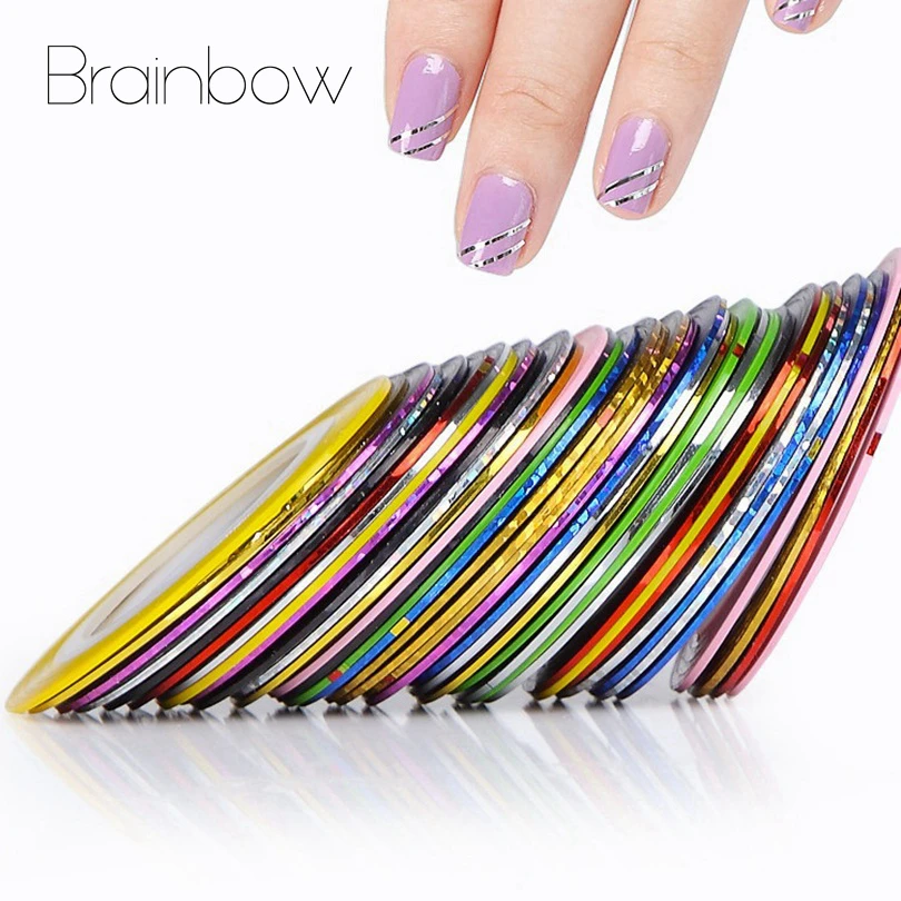 Brainbow 10 штук упак. разноцветных полосатых лент металлические рулоны 20 м/катушка