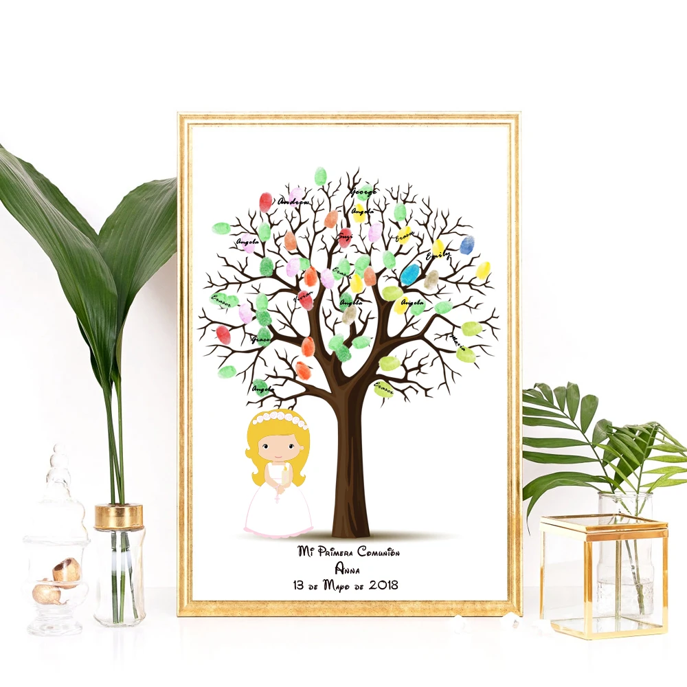 Personalized First Communion Gift For Girl in Blond Fingerprint Tree Guestbook Creative Communion Souvenir with Little Angle
Personalized First Communion Gift For Girl in Blond Fingerprint Tree Guestbook Creative Communion Souvenir with Little Angle