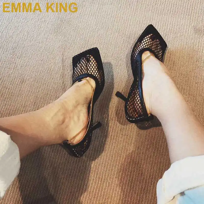 Chic Black Mesh Heels Square Toe Women Pumps 9CM Stilettos Metal Chain High Heels Sexy Ladies Wedding Party Shoes
Chic Black Mesh Heels Square Toe Women Pumps 9CM Stilettos Metal Chain High Heels Sexy Ladies Wedding Party Shoes