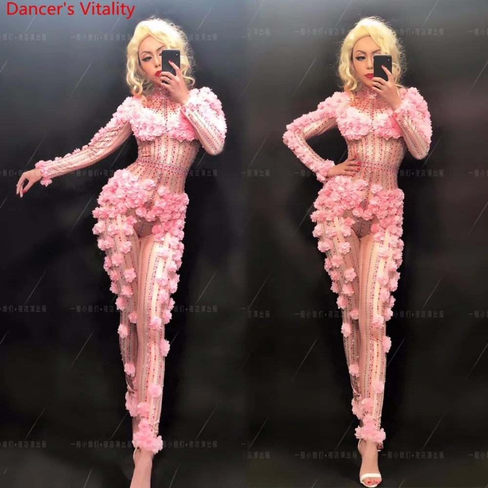 Pink Flower Rhinestone False Perspective Body Suit Photography Clothes Nightclub Bar Sexy Jazz Pole Dance Performance Costume
Pink Flower Rhinestone False Perspective Body Suit Photography Clothes Nightclub Bar Sexy Jazz Pole Dance Performance Costume