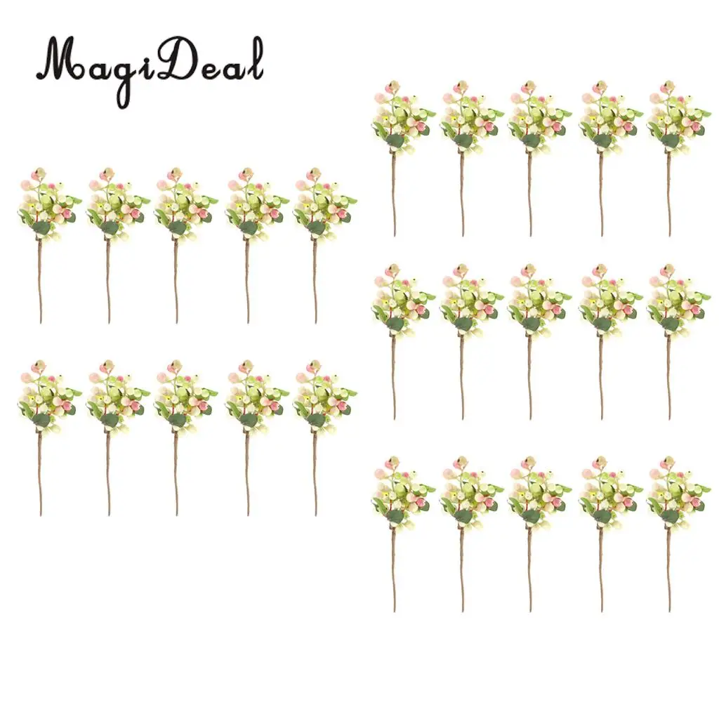 25x Artificial Berry Fruits Simulation Flowers Wedding Bouquet Decoration DIY Floral Craft Pink