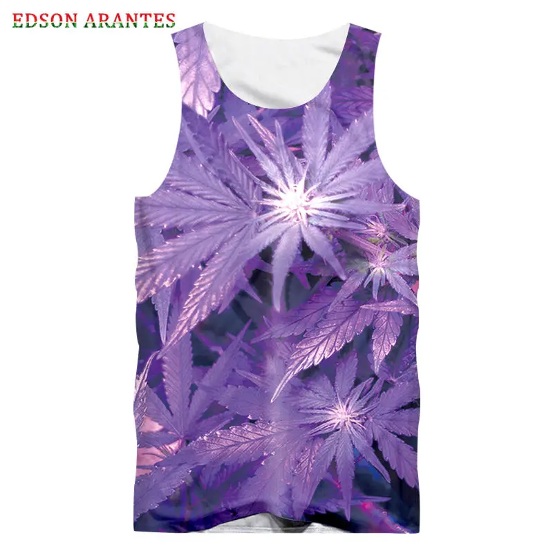 Hipster 3D Gym Tank Tops Men Purple Weed Print Sleeveless Vest Tee Shirt Summer Hip Hop Rock Rap Clothes Custom Plus size S-6XL (1)