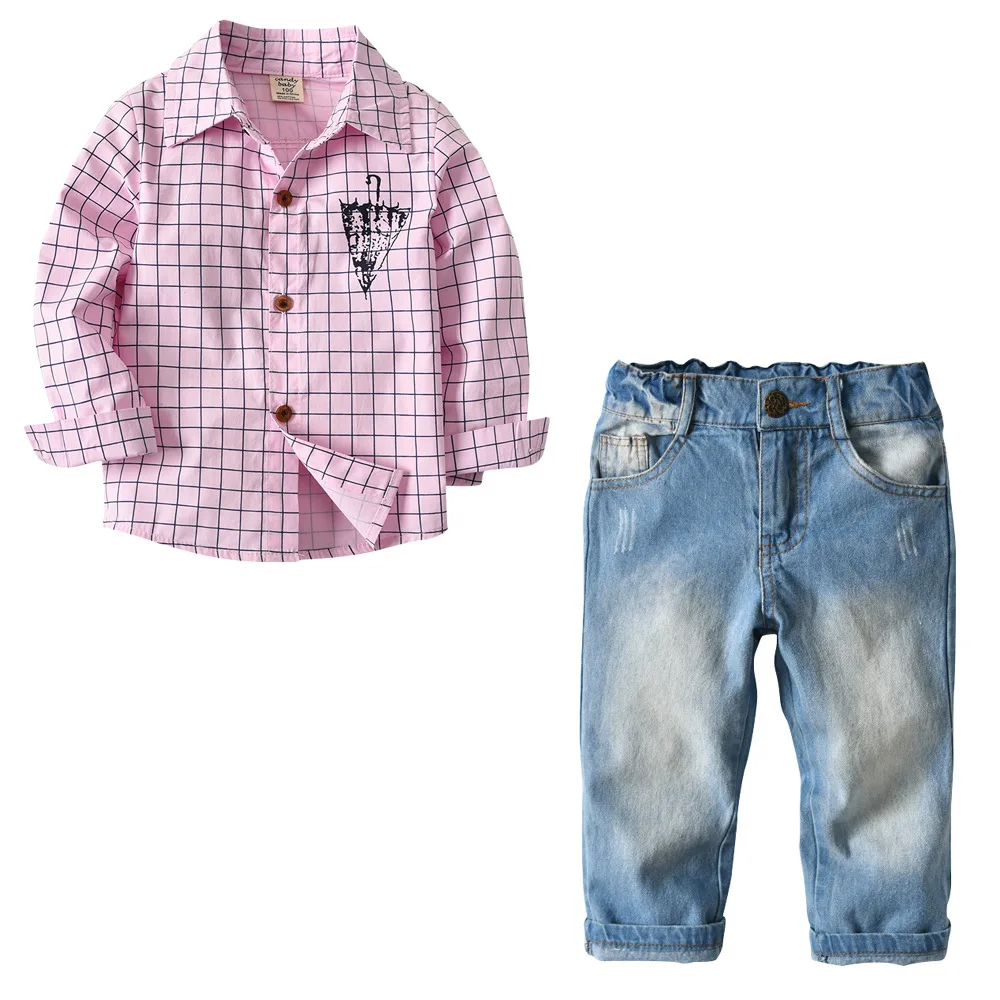 2 Pieces Toddler Boys Clothing Denim Pants Kids Boys Clothes Pink Plaid Shirt Long Sleeves Fashion Boy Clothing Sets Suit
2 Pieces Toddler Boys Clothing Denim Pants Kids Boys Clothes Pink Plaid Shirt Long Sleeves Fashion Boy Clothing Sets Suit