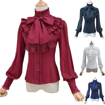 Women High Collar Neck Bow Lace Lolita Blouse Victoria Costume Slim Fit Dress Shirt Button Up Formal Jabot Top For Lady Girls
Women High Collar Neck Bow Lace Lolita Blouse Victoria Costume Slim Fit Dress Shirt Button Up Formal Jabot Top For Lady Girls