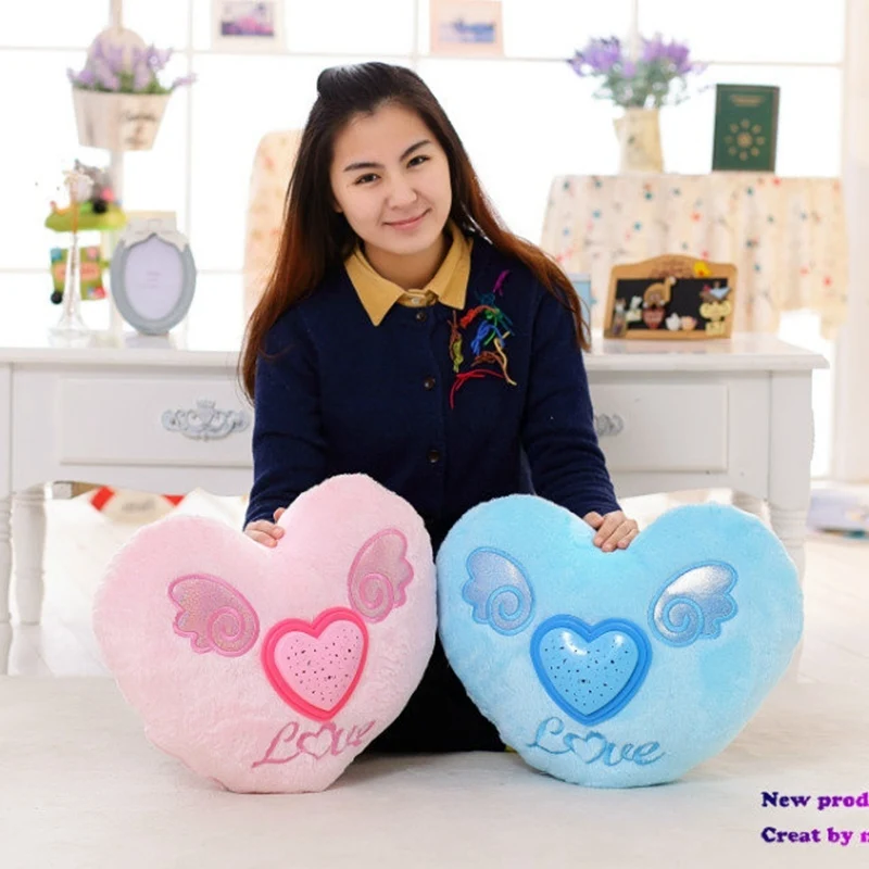 Glowing Colorful Heart Led Luminous Pillow Light Stuffed Projective Plush Soft Cushion Kids Toys Party Birthday Gift Home | Игрушки и