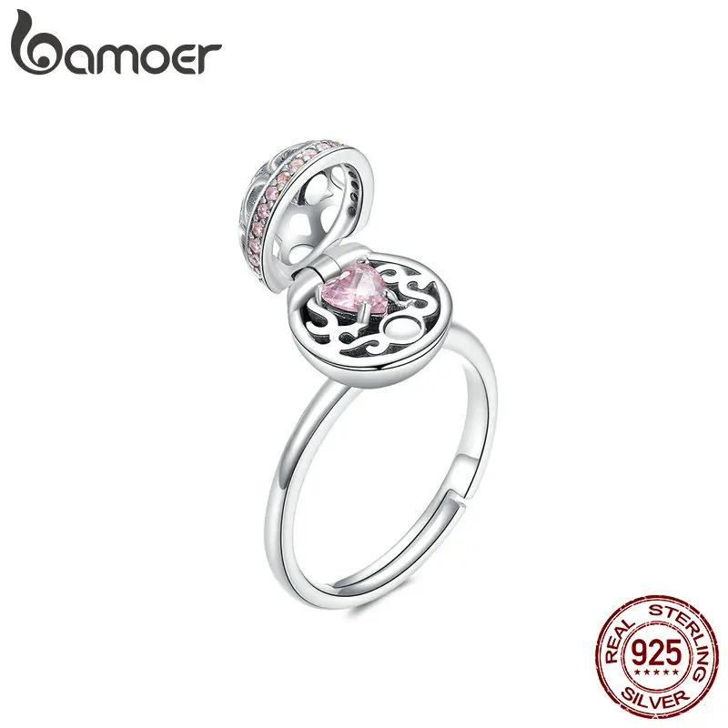 bamoer Gift Box Open Ring Authentic 925 Sterling Silver Pink Cubic Zirconia Magnetic Adjustable Finger Rings for Women SCR530
bamoer Gift Box Open Ring Authentic 925 Sterling Silver Pink Cubic Zirconia Magnetic Adjustable Finger Rings for Women SCR530