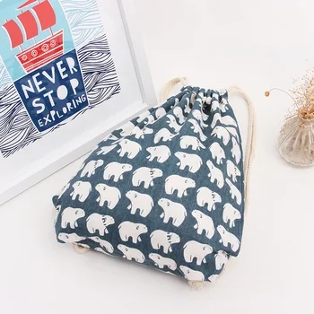 YILE Brand New Cotton Linen Draw String Backpack Travelling Bag Student Bag Print White Bear Blue Bottom B068
YILE Brand New Cotton Linen Draw String Backpack Travelling Bag Student Bag Print White Bear Blue Bottom B068
