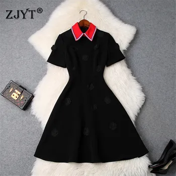 New Designer Women Runway Fashion 2020 Spring Summer Turn Down Collar Short Sleeve Floral Appliques Aline Dress Casual
New Designer Women Runway Fashion 2020 Spring Summer Turn Down Collar Short Sleeve Floral Appliques Aline Dress Casual