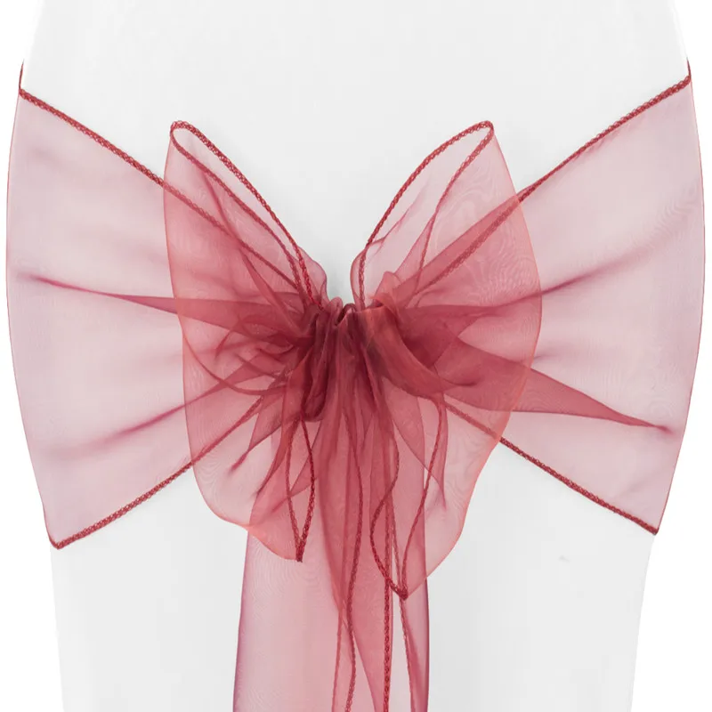 Organza-Chair-Sash-Tie-Burgundy