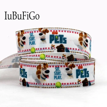 

[IuBuFiGo] 10 yards New style ribbon 1"25mm Dog Printed Grosgrain ribbon Pets Cartoon Polyester wholesale ribbons DIY tape