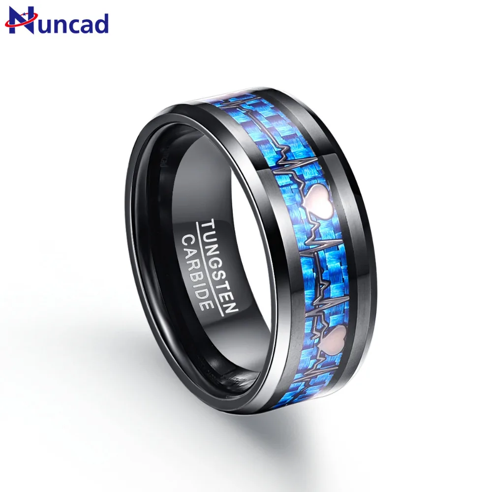 Nuncad Men's 8mm Heartbeat Tungsten Wedding Band Rings with Carbon Fiber Size 7 to 12
Nuncad Men's 8mm Heartbeat Tungsten Wedding Band Rings with Carbon Fiber Size 7 to 12