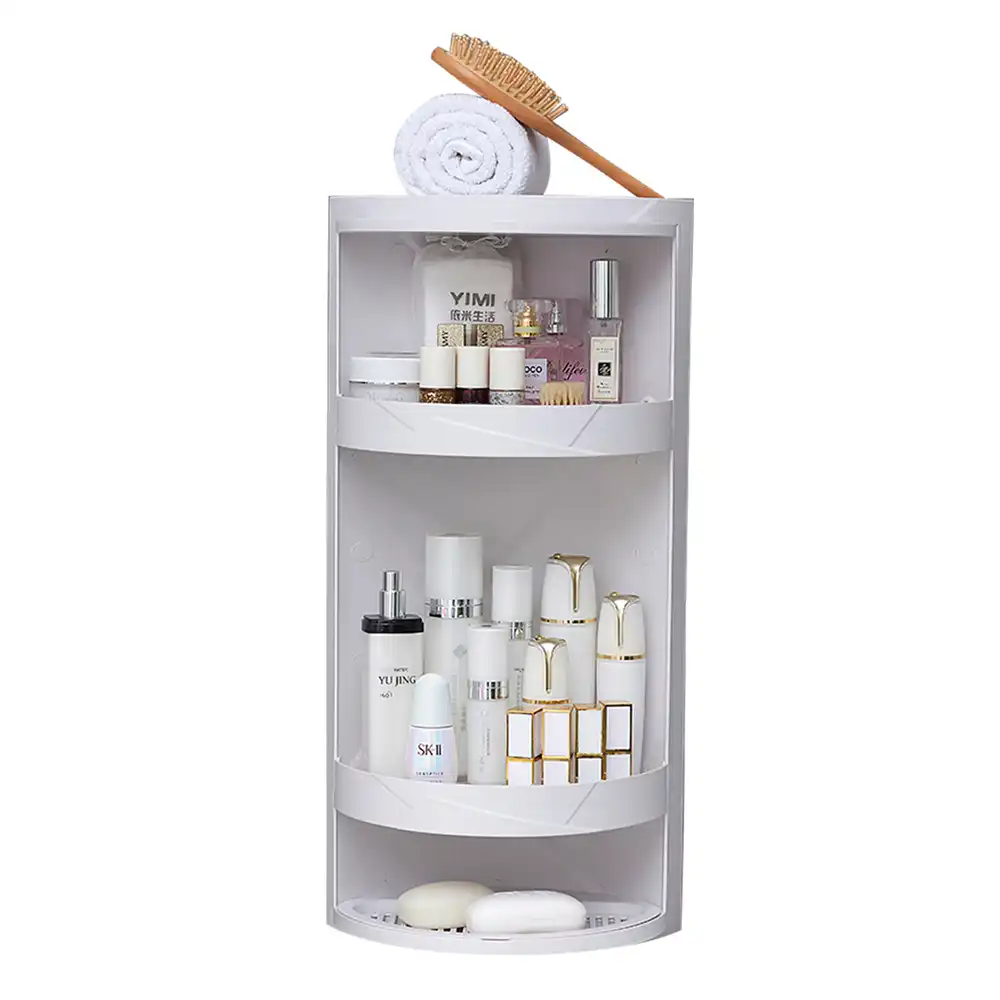 Rotating Bathroom Shelf Plastic Kitchen Triangle Storage Rack Free