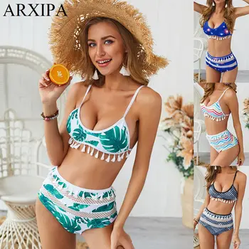ARXIPA 2019 High Waist Sexy Bikini Set Mesh Women Swimsuit Tassel Swimwear Low Cut Bathing Suit Print Push Up Beachwear Crop Top
ARXIPA 2019 High Waist Sexy Bikini Set Mesh Women Swimsuit Tassel Swimwear Low Cut Bathing Suit Print Push Up Beachwear Crop Top