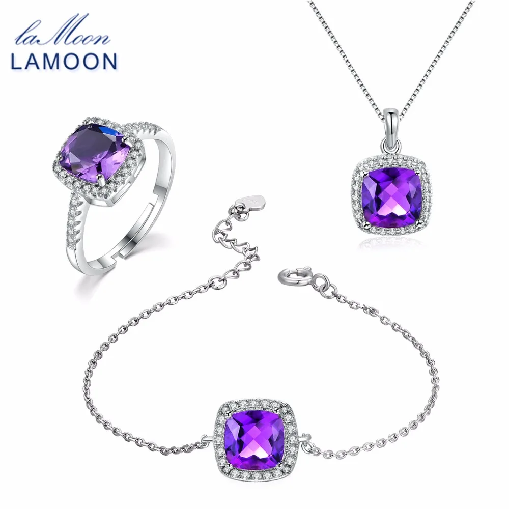 LAMOON 100% 925 Sterling Silver 3PCS Jewelry Sets For Women Natural Gemstone Square Amethyst S925 Fine Jewelry For Women V001-3
LAMOON 100% 925 Sterling Silver 3PCS Jewelry Sets For Women Natural Gemstone Square Amethyst S925 Fine Jewelry For Women V001-3