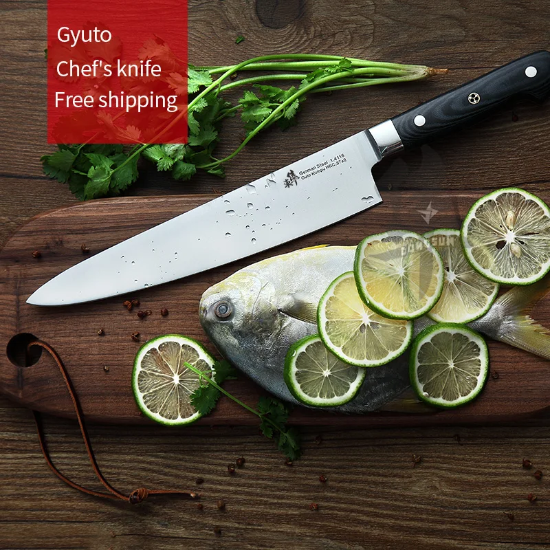 Japanese Gyuto Chef's knife Western Sashimi Sushi Knives fruit knife Multi-func Germany imports 1.4116 steel
Japanese Gyuto Chef's knife Western Sashimi Sushi Knives fruit knife Multi-func Germany imports 1.4116 steel