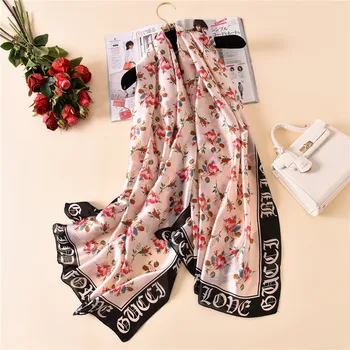 Natural Silk Scarf Women Luxury Letters Print Shawl Wraps Brand Echarpe Ladies Long Soft Scarves Femme Beach Stole Bandanas
Natural Silk Scarf Women Luxury Letters Print Shawl Wraps Brand Echarpe Ladies Long Soft Scarves Femme Beach Stole Bandanas