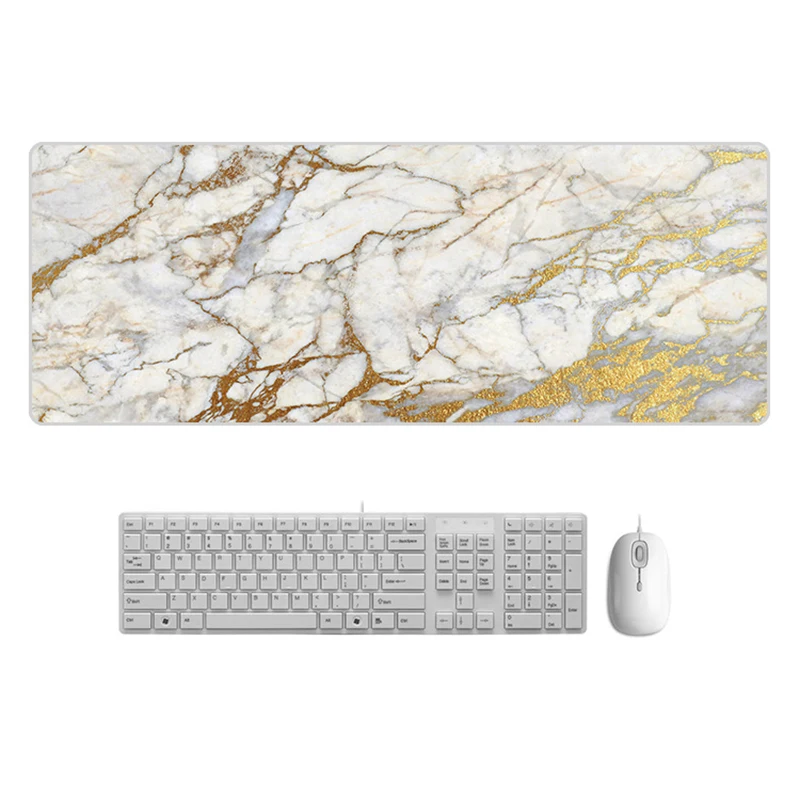Large Desk Pad Beautiful Soft Natural Rubber Pink Gold White marble Series Mice Pad Square Gaming Mouse Pad with Locking Edge (15)