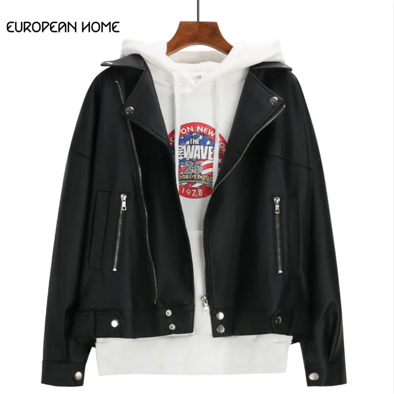 Spring Autumn PU Leather Jacket Women Plus Size Loose Casual Short Coat BF Wind Korean Black Batwing-sleeve Biker Jacket LR125
Spring Autumn PU Leather Jacket Women Plus Size Loose Casual Short Coat BF Wind Korean Black Batwing-sleeve Biker Jacket LR125