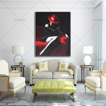 Handpainted Woman in painting of a woman with red hat and black dress Portrait Oil Painting Dancing Canvas Painting Decorative
Handpainted Woman in painting of a woman with red hat and black dress Portrait Oil Painting Dancing Canvas Painting Decorative