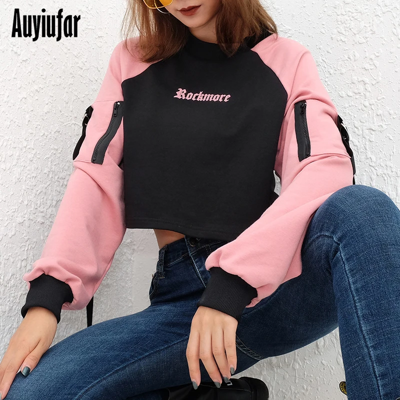 Auyiufar Casual Patchwork Letter Women's Short Sweatshirts Long Sleeve With Zippers Female Clothes Autumn 2019 New 
Auyiufar Casual Patchwork Letter Women's Short Sweatshirts Long Sleeve With Zippers Female Clothes Autumn 2019 New