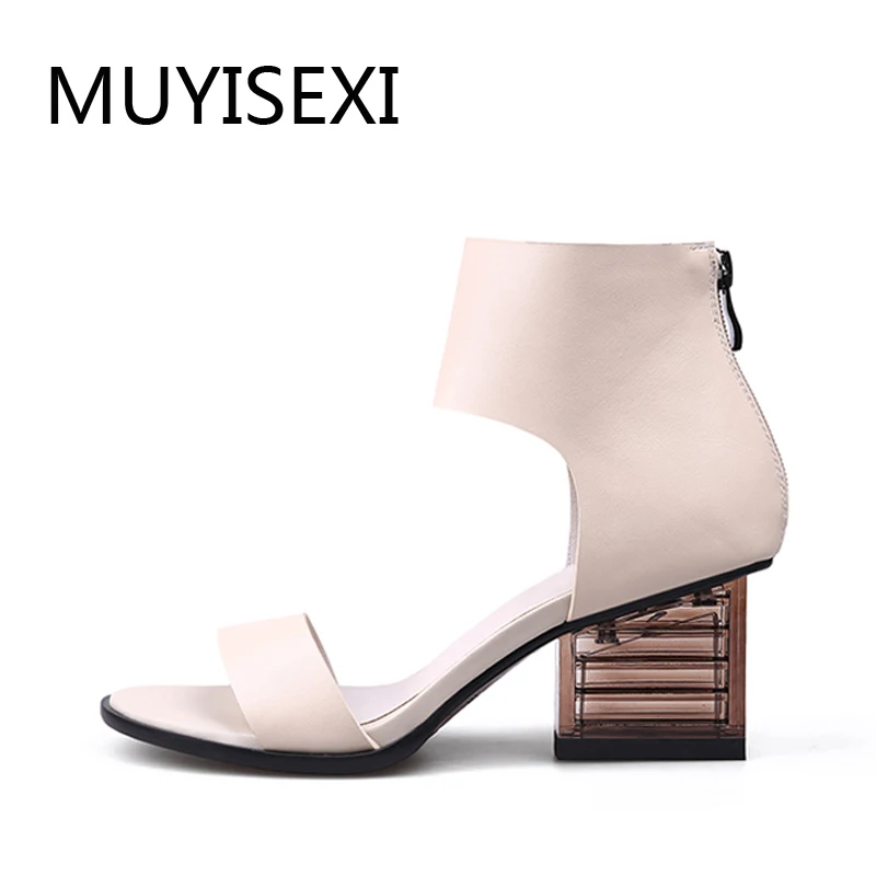 Apricot Women Sandals Summer Genuine Leather Transparent Square High Heel Ankle-Wrap Zipper Woman Sandals Black L004 MUYISEXI
Apricot Women Sandals Summer Genuine Leather Transparent Square High Heel Ankle-Wrap Zipper Woman Sandals Black L004 MUYISEXI