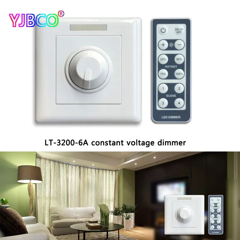 LT-3200-6A Constant voltage led dimmer 6A*1CH PWM output DC12V-48V input wall mounted dimmer with IR remote for led strip light
LT-3200-6A Constant voltage led dimmer 6A*1CH PWM output DC12V-48V input wall mounted dimmer with IR remote for led strip light